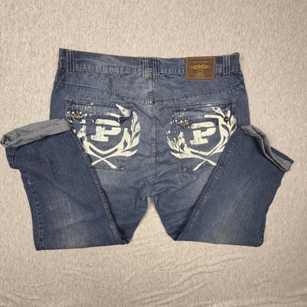 Phat Farm Phat Classics Baggy‎ Jeans Mens 44x32 Blue Medium Wash Y2K Streetwear - Picture 8 of 10